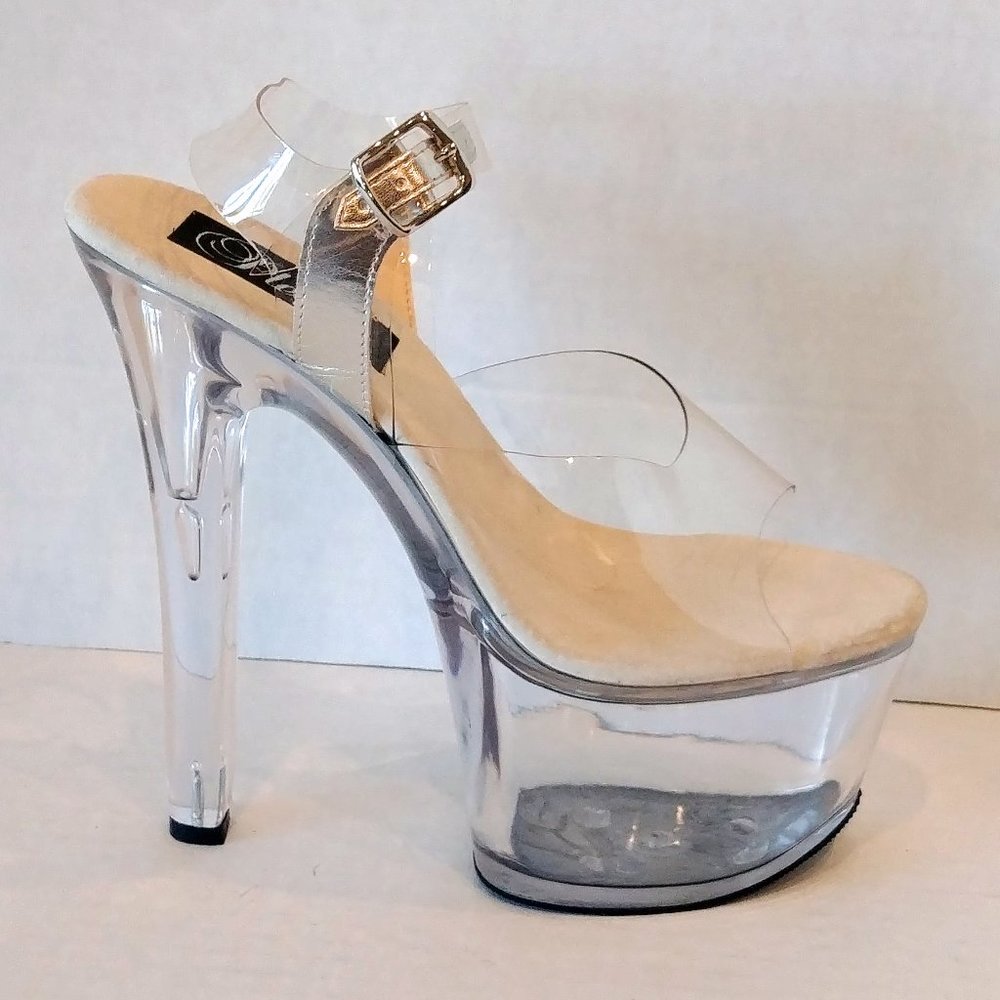 PLEASER 7" Heel Clear Lucite Platform Dancer Stripper Shoes - Size 9 - NEW